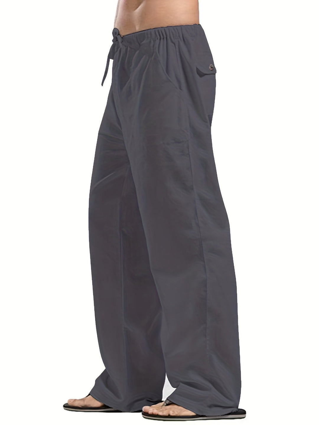 Levoire | Pantalons Pour Hommes En Mélange De Coton Et De Lin Avec Une Taille Élastique Décontractée