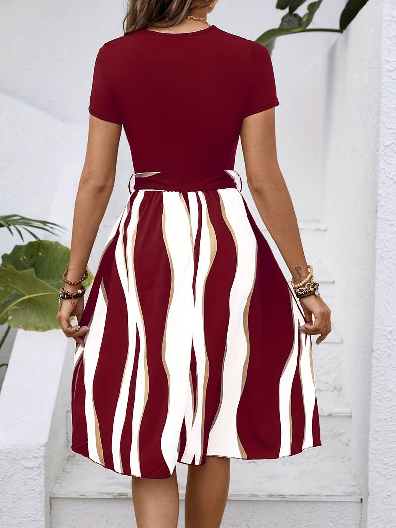 Levoire | Robe Manches Courtes Imprimé Rayé Été