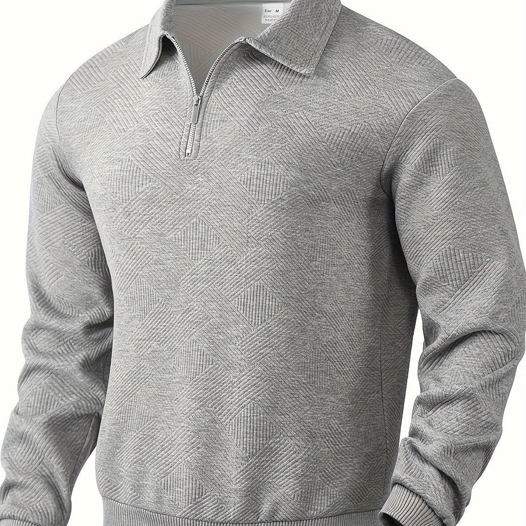 Levoire | Pull À Motifs Géométriques Avec Fermeture Éclair Et Col Retourné gris