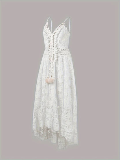 Levoire | Robe Maxi Boho D'Été Avec Bretelles Spaghetti Et Décolleté En V