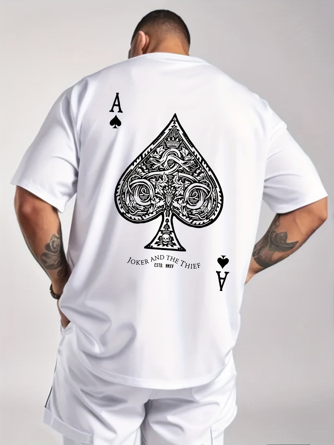 Levoire | Weinlese Ace Of Spades Impression T-Shirt D'Été Blanc