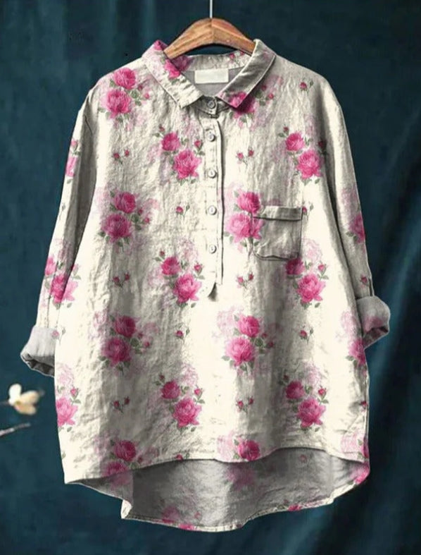 Levoire | Blouse Artistiquement Imprimée Avec Boutonnage Pour Femmes Fleurs 8