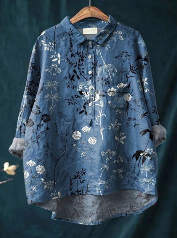 Levoire | Blouse Artistiquement Imprimée Avec Boutonnage Pour Femmes Fleurs 10
