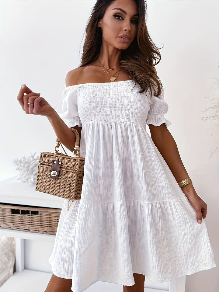 Levoire | Robe Mini Moderne Sans Manches Avec Des Manches Courtes Blanc