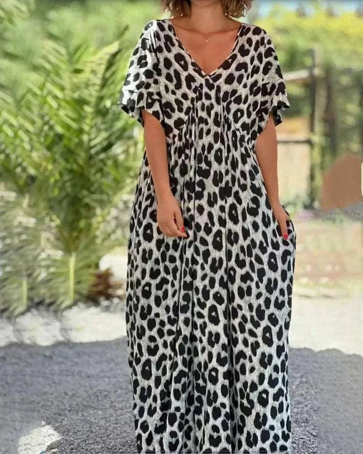 Levoire | Robe à manches courtes imprimée léopard