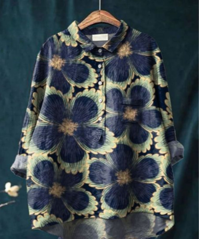Levoire | Blouse Artistiquement Imprimée Avec Boutonnage Pour Femmes Fleurs 2