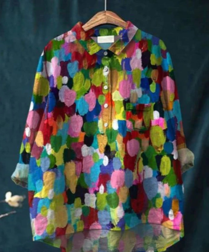 Levoire | Blouse Artistiquement Imprimée Avec Boutonnage Pour Femmes Fleurs 5