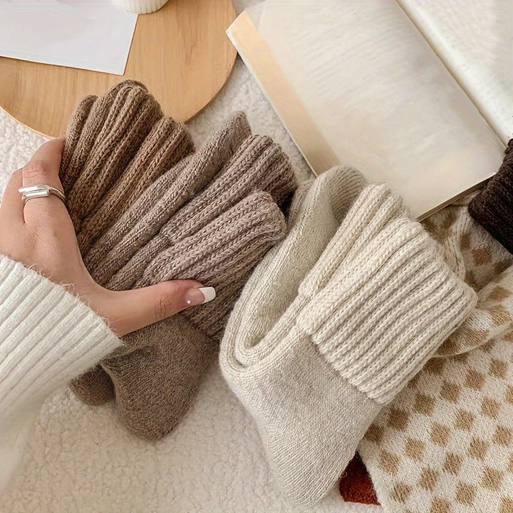 Levoire | Paire De Chaussettes Simples, Unies, Épaisses, Chaussettes Mi-Mollet Unisexes Confortables Et Douces, Bas Et Articles De Bas Pour Femmes