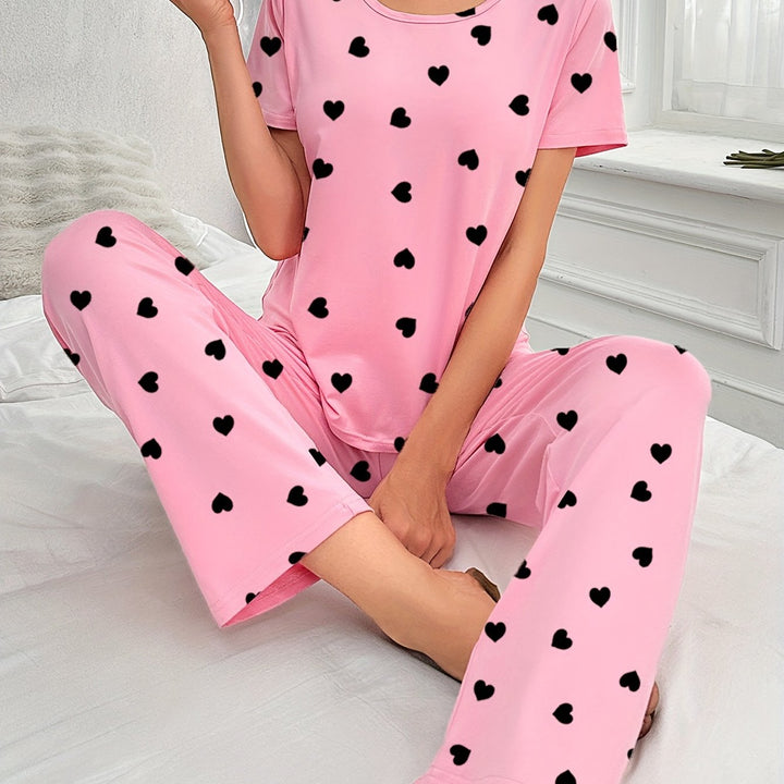 Levoire | Ensemble De Pyjama Femme À Motif De Cœur