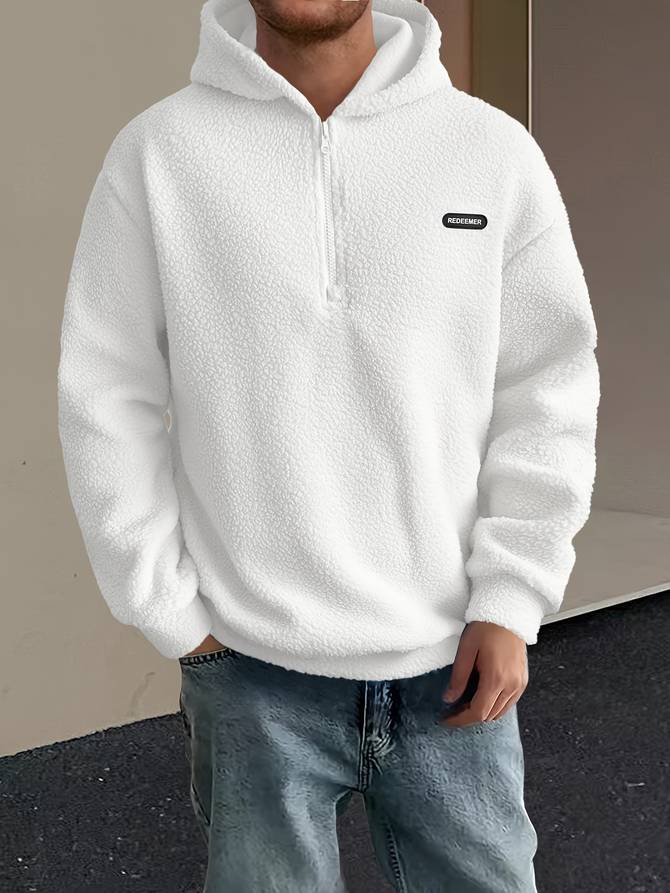 Levoire | Sweat À Capuche En Polaire À Demi-Zip À Manches Longues Blanc