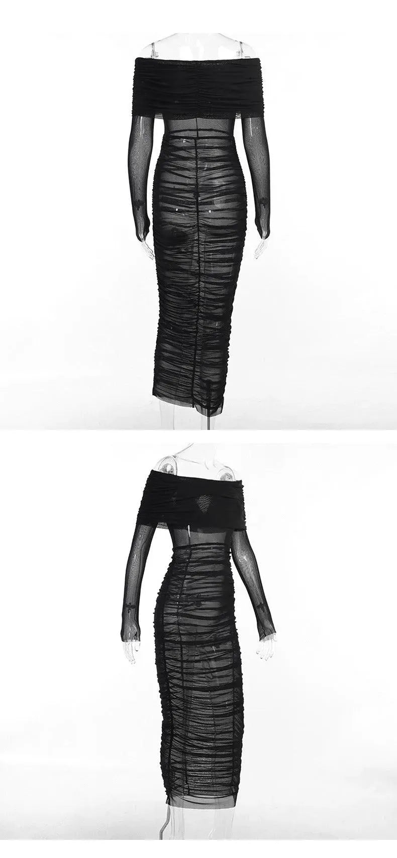 Levoire | Robe en filet noir transparente pour femmes