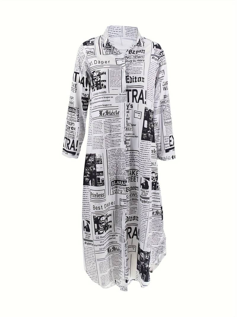 Levoire | Chemisier Robe Avec Impression De Journaux