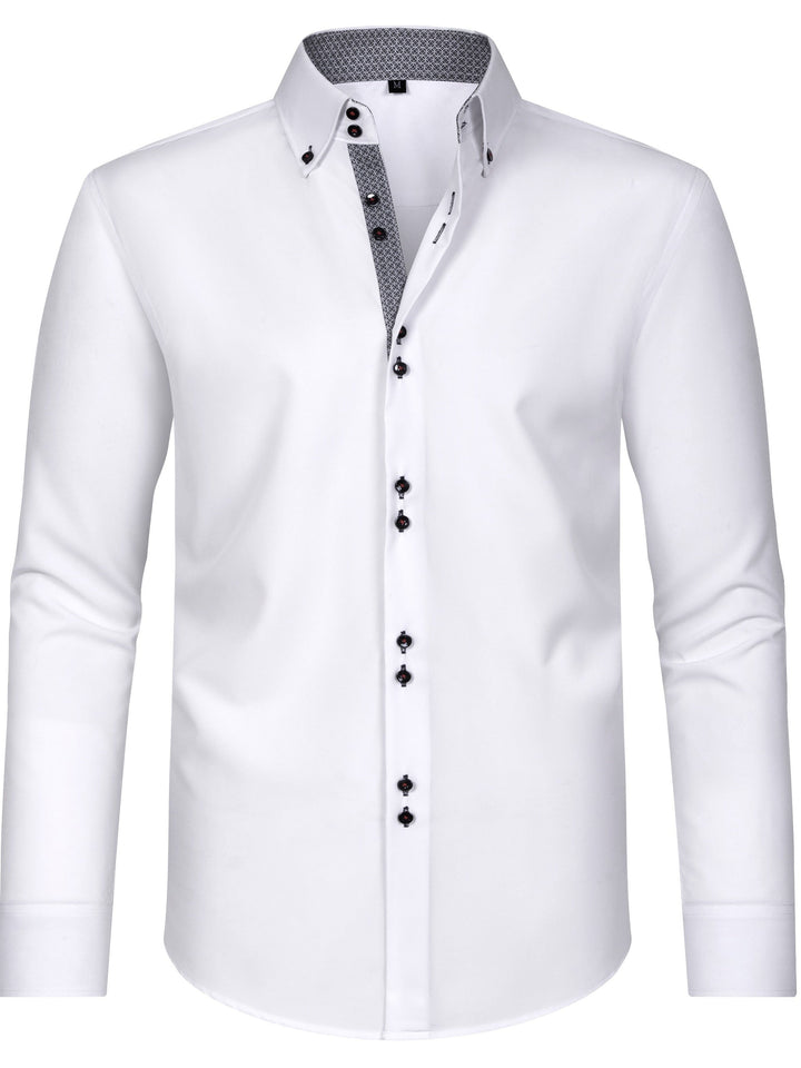 Levoire | Chemise Pour Homme Unie Avec Col Retourné Pour Des Apparitions Élégantes Blanc