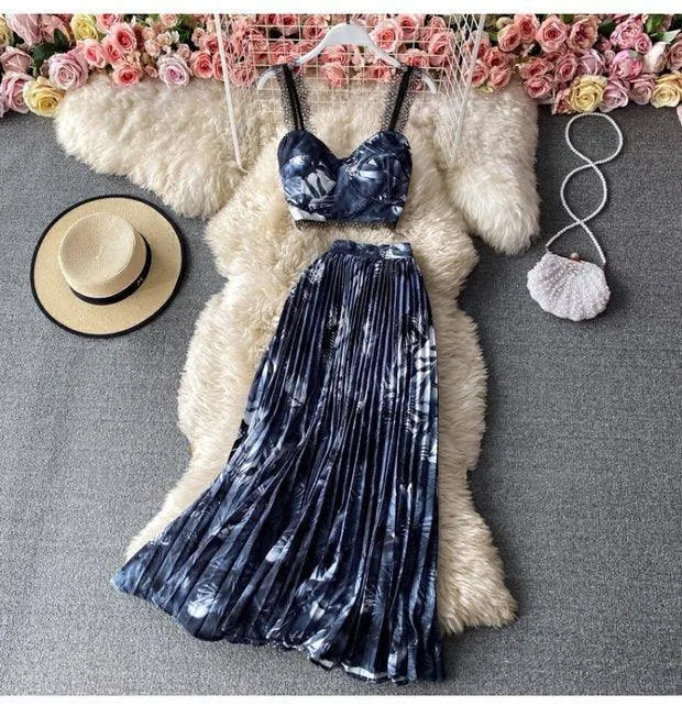 Levoire | Ensemble sans manches à deux pièces avec motif floral