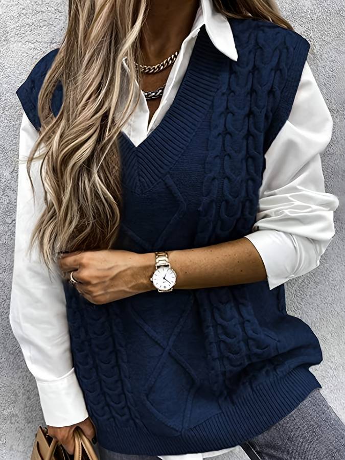 Levoire | Gilet En Tricot Pour Femmes | Hiver Bleu marine