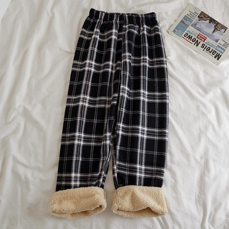 Levoire | Pantalon De Pyjama Décontracté En Polaire Doublé Noir Une taille