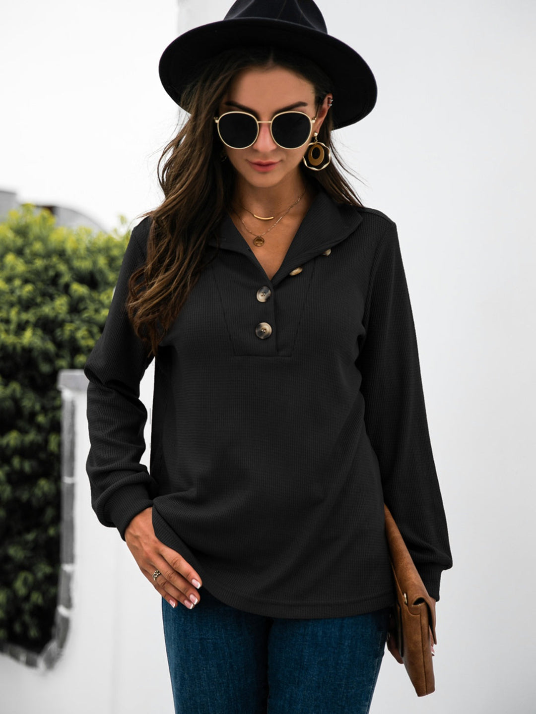 Levoire | Demi-bouton T-shirt à manches longues