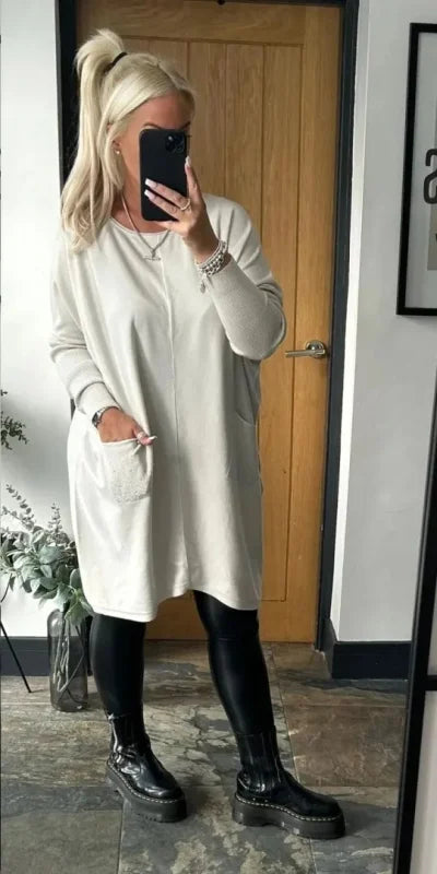 Levoire | Figurfreundliches Waffelkleid Femmes Stein