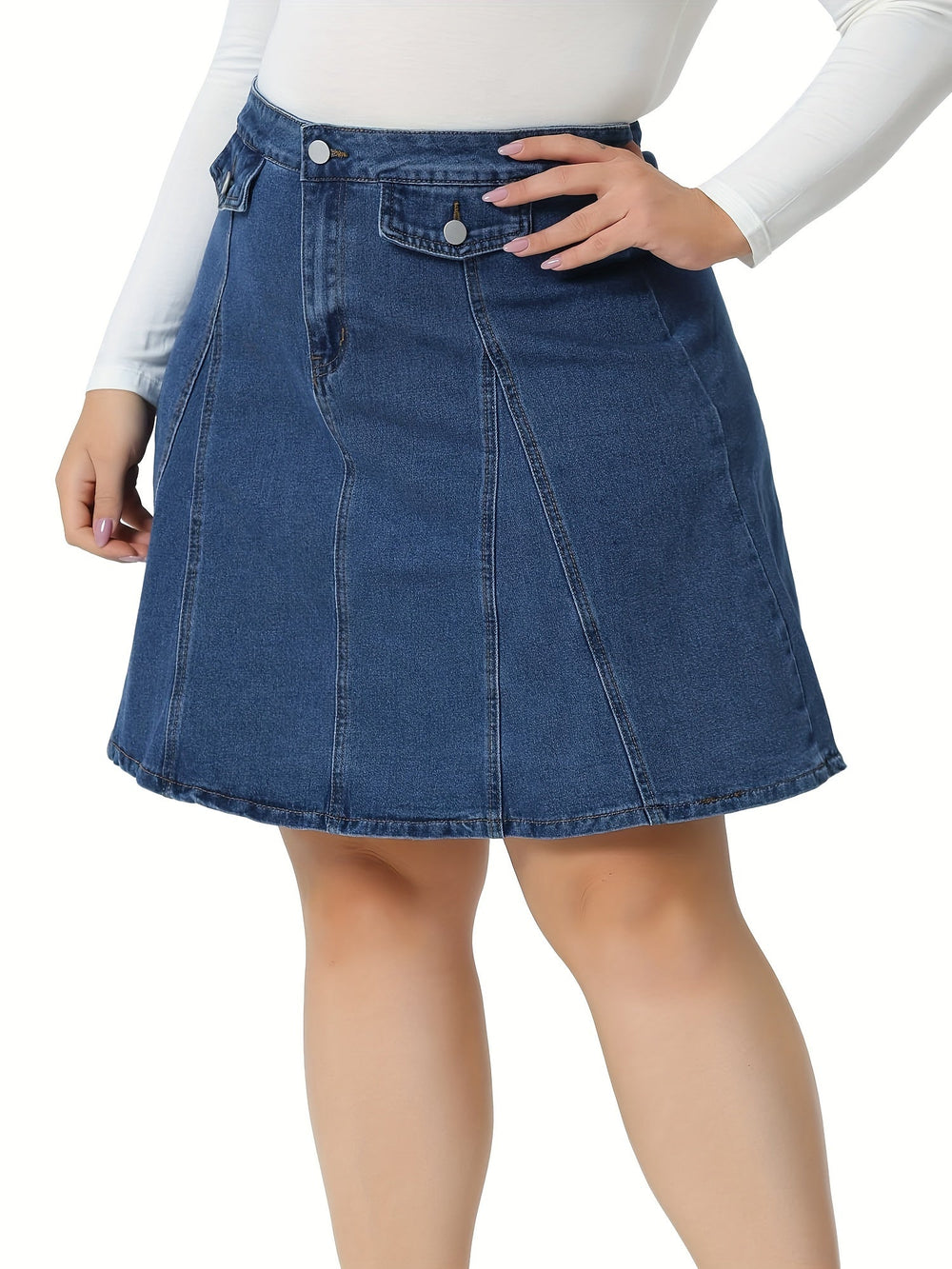 Levoire | Plus Size Denim Jupe Avec Trous Sirottimilla Et Poches Falsifiées