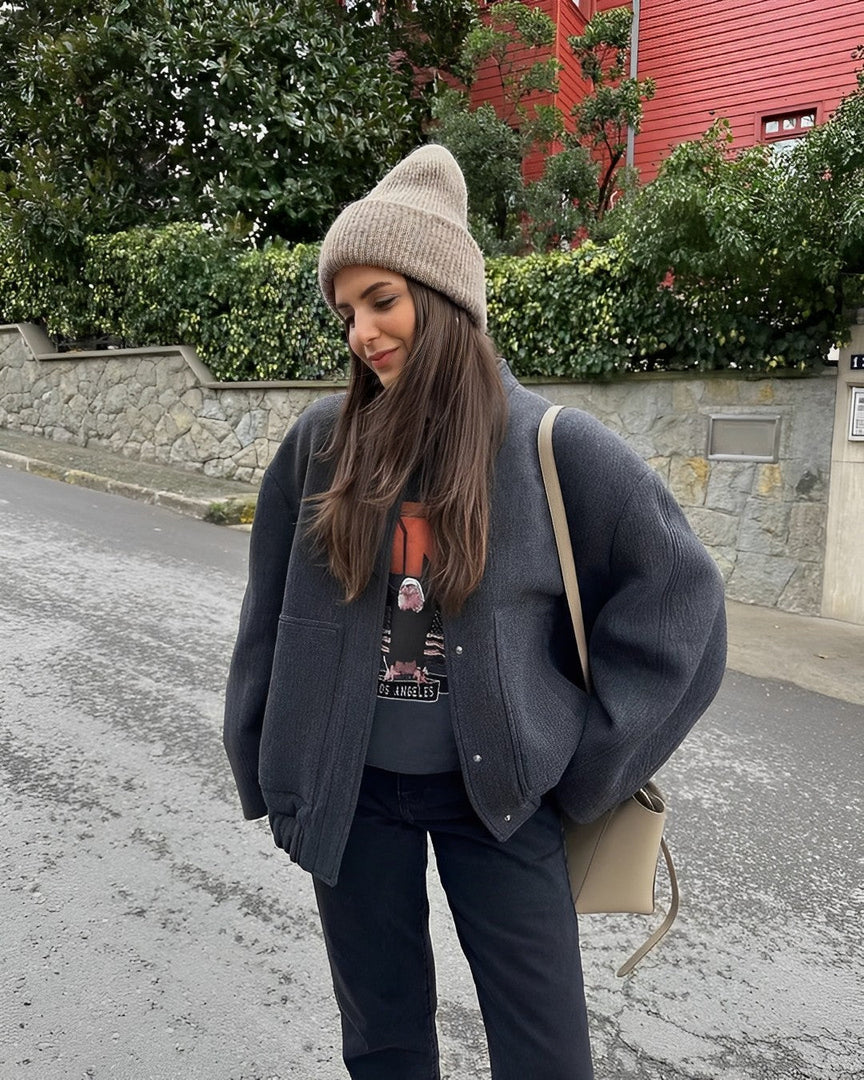 Levoire | Chic Col Rond Veste Avec Poche