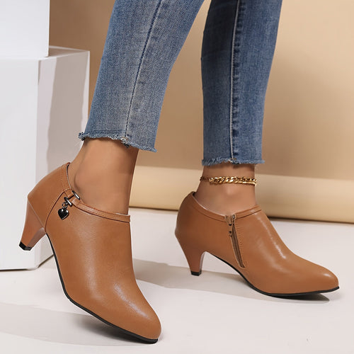 Levoire | Élégantes Chaussures À Talons Noirs Pour Femmes Avec Bout Pointu Et Botte À Cheville Ajustée Avec Fermeture Éclair