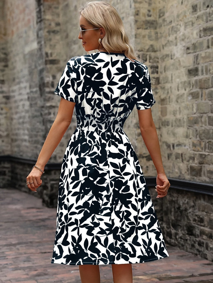 Levoire | Robe Midi Pour Femmes À Motif Floral Avec Des Détails Froncés