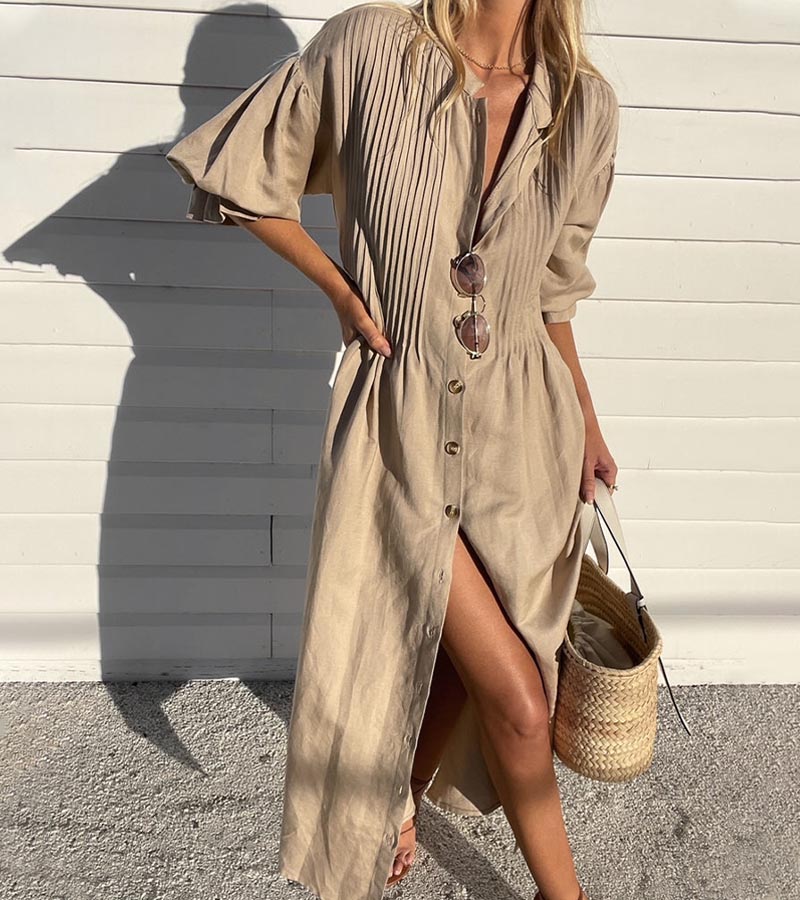 Levoire | Robe En Lin Plissée Élégante