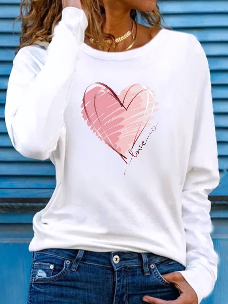 Levoire | T-shirt Manches Longues Imprimé Cœur et Amour Blanc