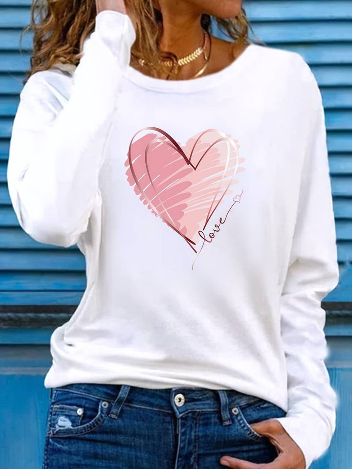 Levoire | T-shirt Manches Longues Imprimé Cœur et Amour Blanc