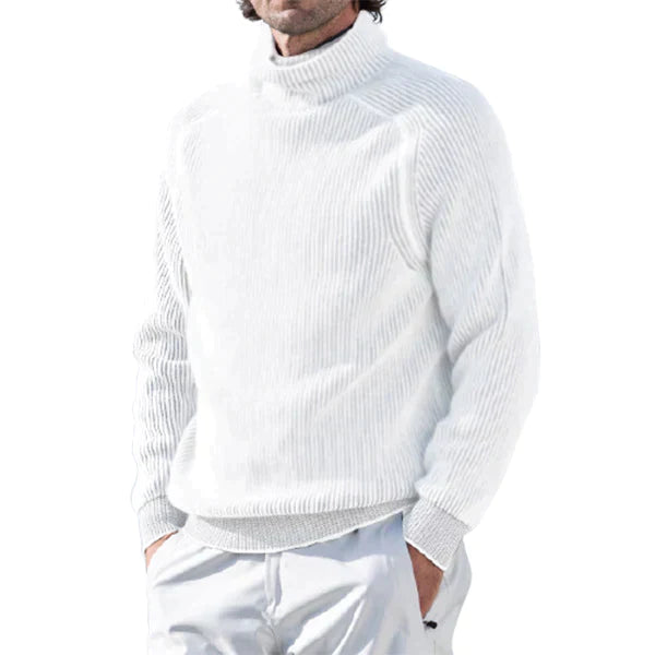 Levoire | Pull À Col Montant Confortable Pour Hommes Blanc
