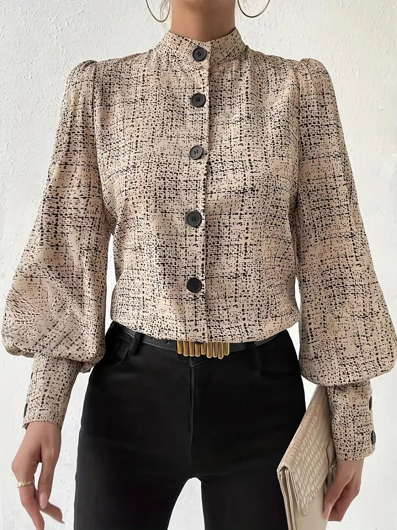 Levoire | Chemisier Avec Motif Abstrait Et Détails De Boutons Pour Femmes