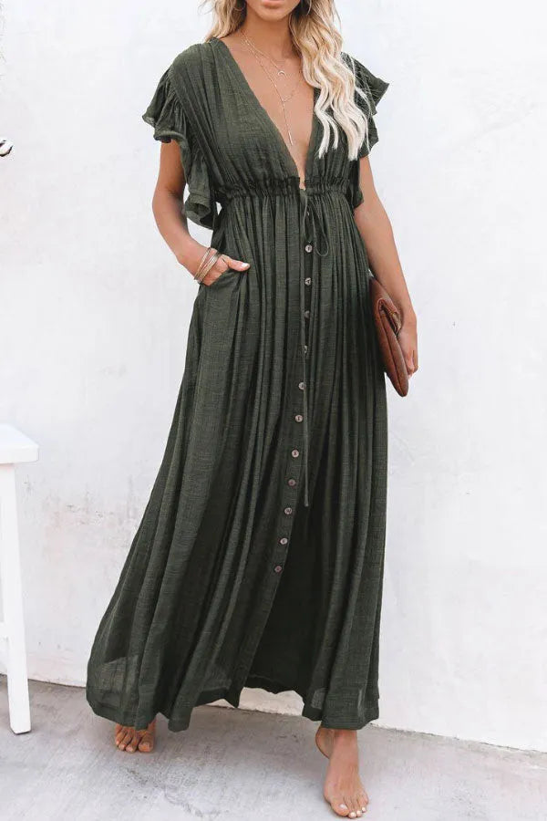 Levoire | Fairy Air Robe à encolure en V et à manches volantées