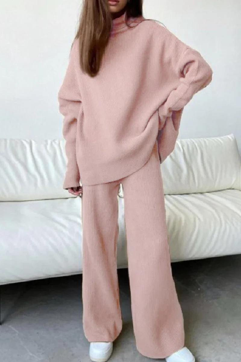 Levoire | Pull Ras Du Cou Avec Patchwork Et Manches Longues Tenue Deux Pièces Pour Femmes Rosa