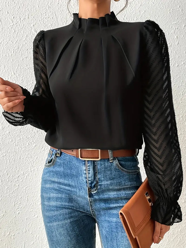 Levoire | Chemise Plissée Élégante Avec Bretelle En Filet Noir