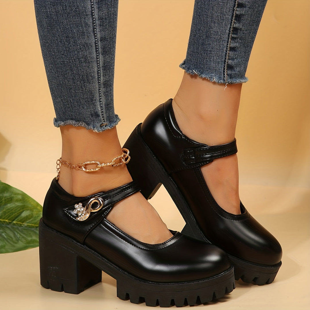 Levoire | Chaussures À Talons Pour Femmes Avec Un Talon Épais Et Une Plate-Forme Noir