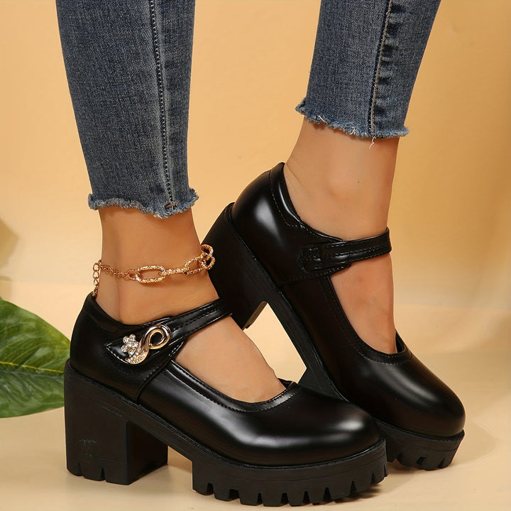 Levoire | Chaussures À Talons Pour Femmes Avec Un Talon Épais Et Une Plate-Forme Noir