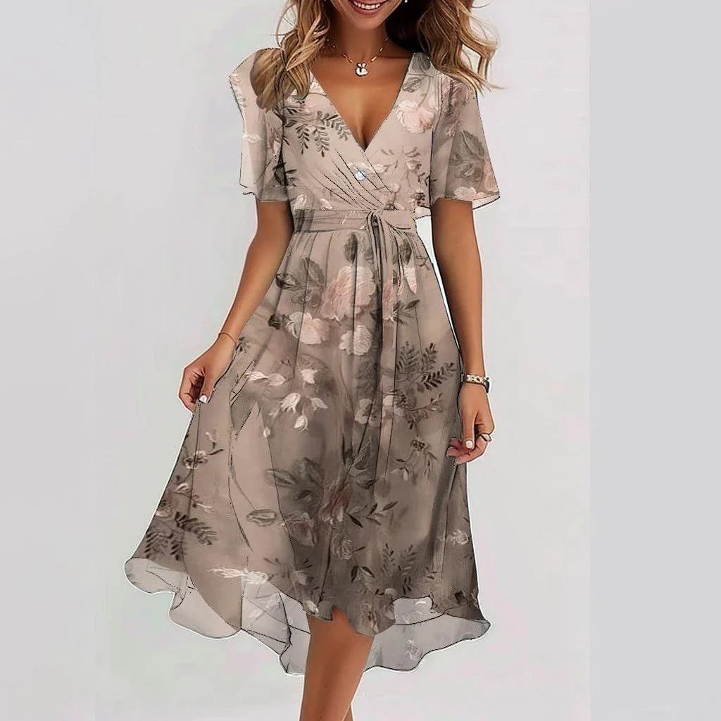 Levoire | Eloisa Abstrait Midi-Robe Marron clair
