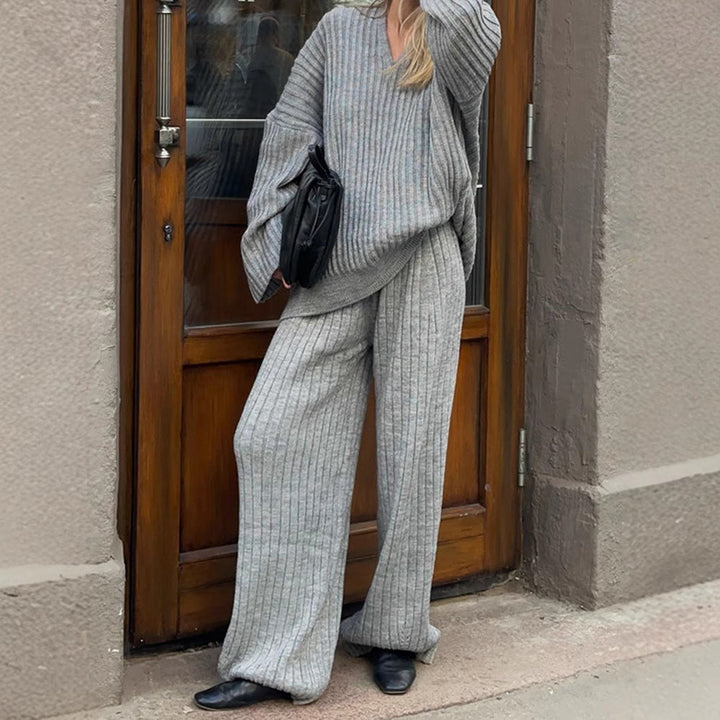 Levoire | Robe Pantalon Pull Décolleté V Gris