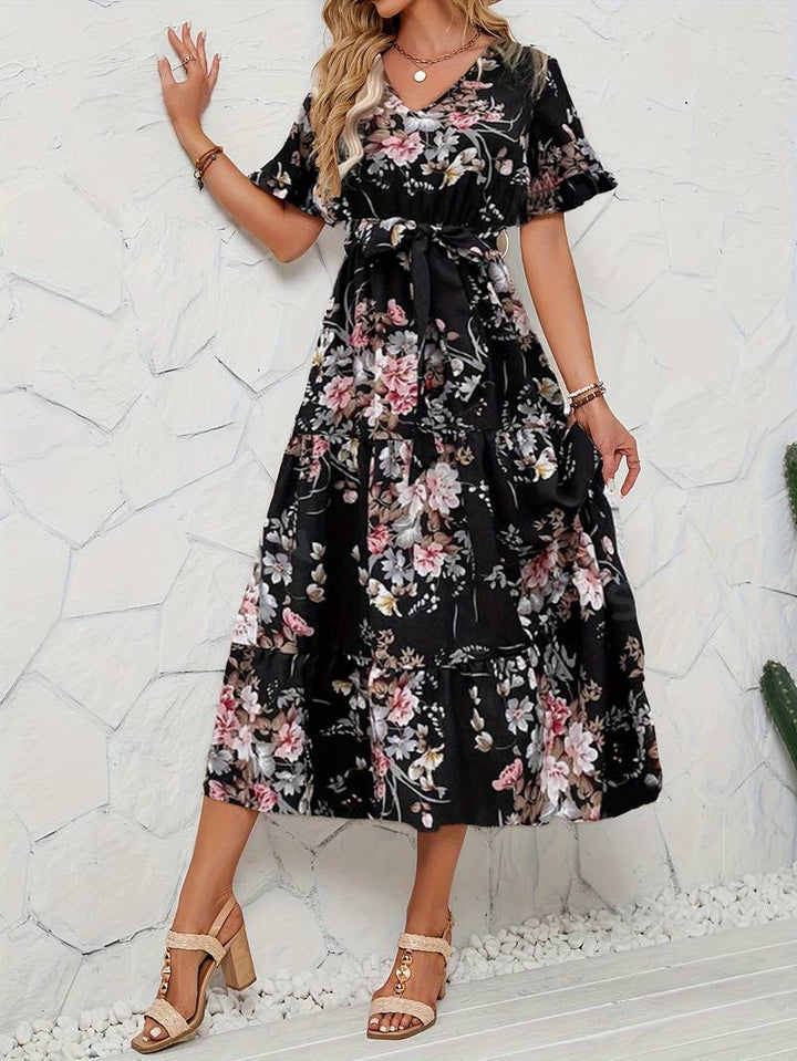 Levoire | Robe À Manches Courtes Avec Imprimé Floral