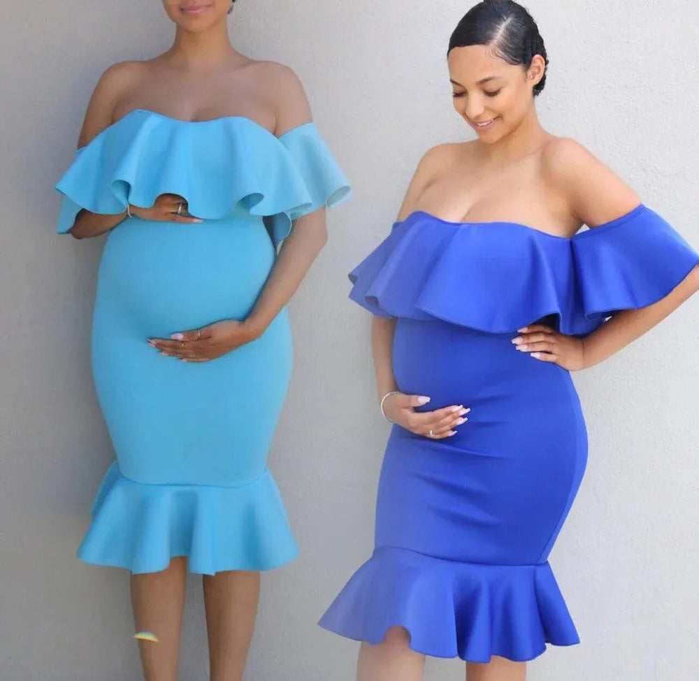 Levoire | Robe de maternité avec des volants élastiques pour femmes enceintes
