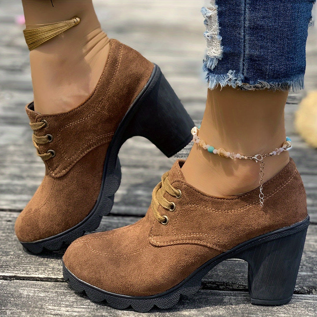 Levoire | Bottes Rétro Confortables À Talon Bloc Marron foncé