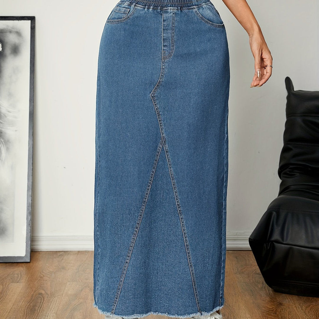 Levoire | Couleur Unie Bleu Lavé Jupe Maxi En Denim Streetwear