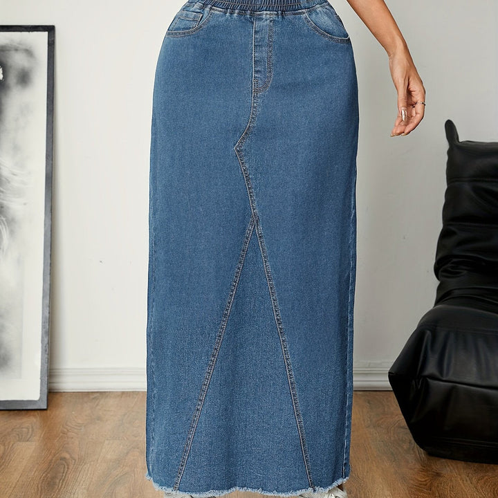 Levoire | Couleur Unie Bleu Lavé Jupe Maxi En Denim Streetwear