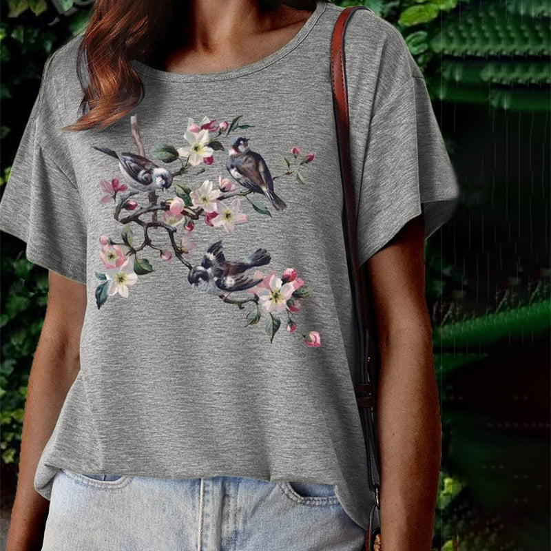 Levoire | T-Shirt Avec Motif Floral Et Animal Gris