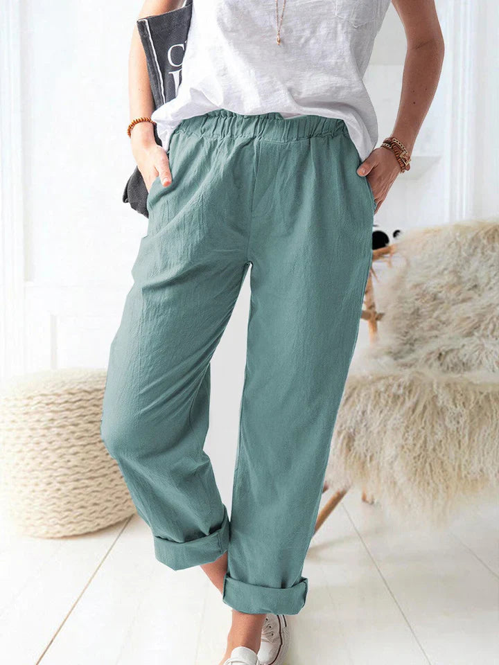 Levoire | Pantalon En Lin Avec Élastique - Confortable & Élégant Bleu