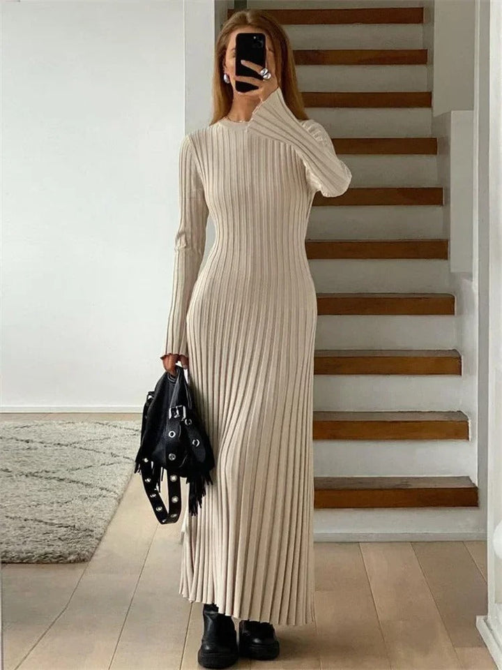 Levoire | Robe Maxi Côtelée Avec Coupe Ajustée Abricot