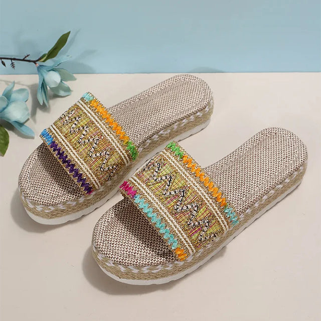 Levoire | Pantoufles De Luxe À Plateforme Boho Avec Détails Pour Femmes