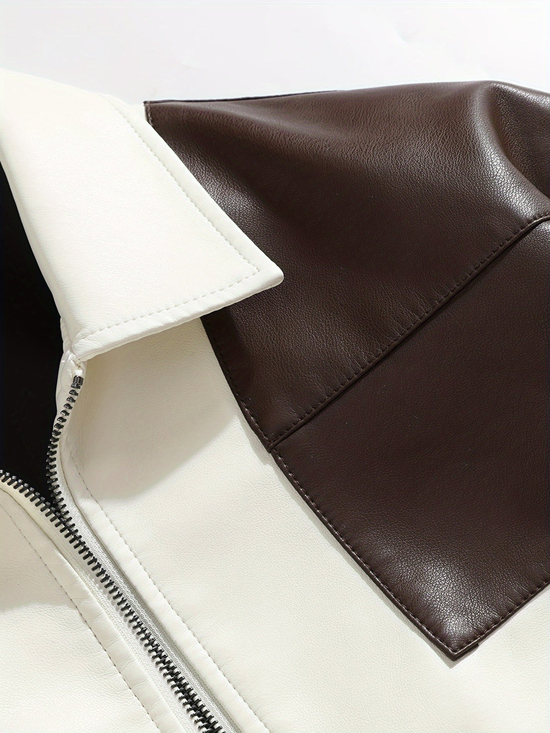 Levoire | Veste Pour Hommes En Cuir Pu De Couleur Contrastée
