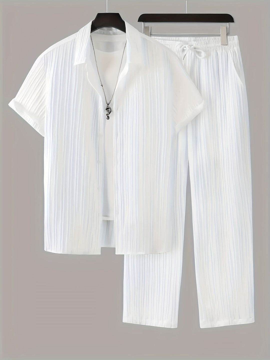 Levoire | Ensemble De Vêtements Décontractés Pour Hommes À Rayures Blanc