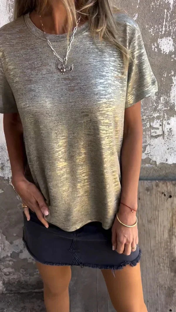 Levoire | T-shirt à manches courtes avec feuille d'or Gris